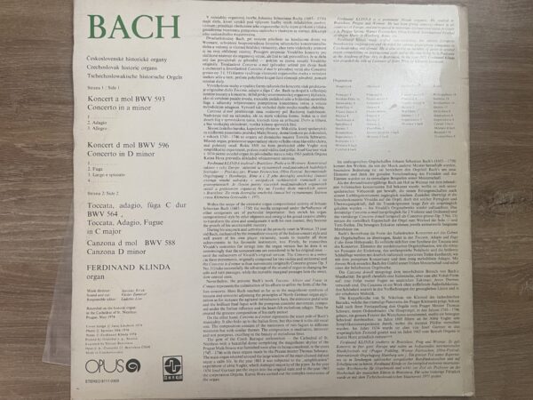 Bach*, Ferdinand Klinda - Concerto In A & D Minor / Toccata, Adagio, Fugue In C Major / Canzona In D Minor - Image 3