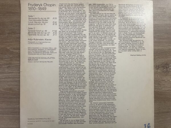 Chopin, Artur Rubinstein - F-moll-Fantasie (Berceuse · Barcarolle · Bolero u.a.) - Image 3
