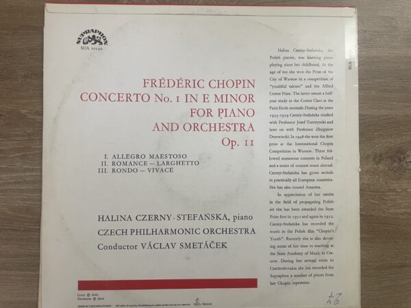 Frédéric Chopin, Halina Czerny-Stefanska - Concerto No. 1 - Image 3